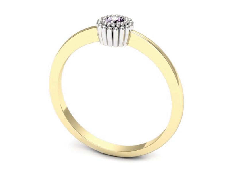 Pierścionek z ametystem żółte i białe złoto - p16167zbat — zdjęcie 3