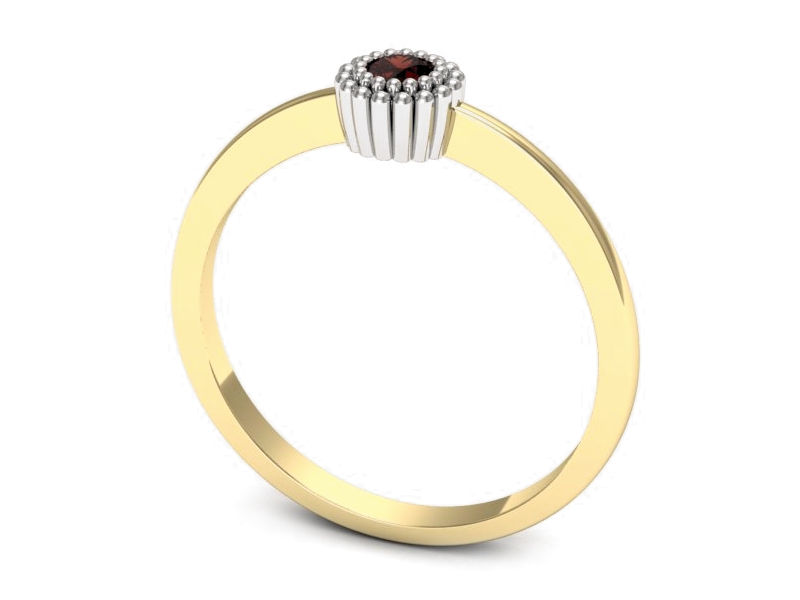 Złoty pierścionek z granatem dwukolorowe złoto - p16167zbgr — zdjęcie 3