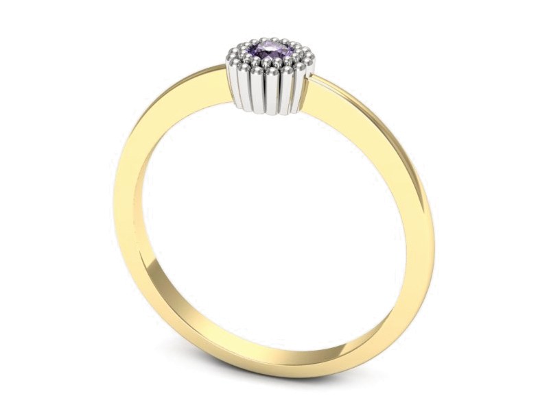 Pierścionek z tanzanitem żółte białe złoto - p16167zbt — zdjęcie 3