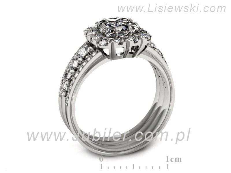 Złoty pierścionek z diamentami białe złoto - p16168b — zdjęcie 3