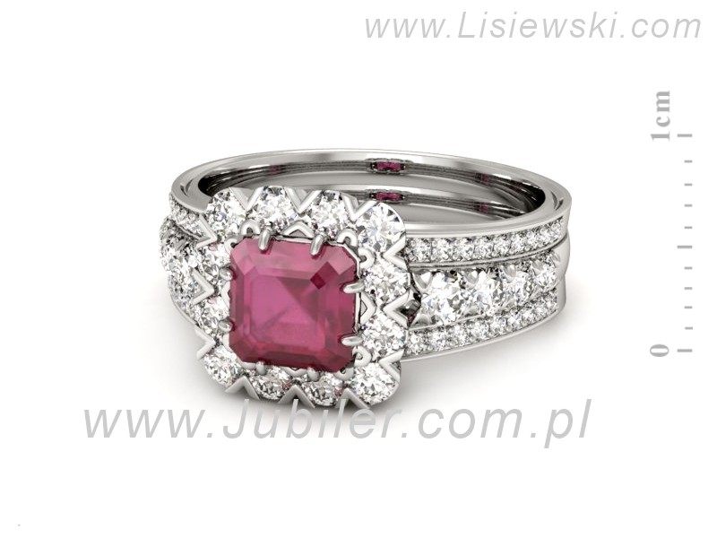 Pierścionek z rubinem i brylantami białe złoto - p16168br — zdjęcie 2