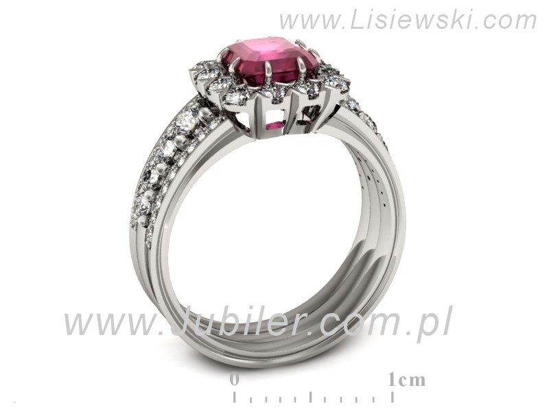 Pierścionek z rubinem i brylantami białe złoto - p16168br — zdjęcie 3
