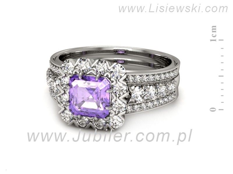 Pierścionek z tanzanitem białe złoto i brylantami - p16168bt — zdjęcie 2