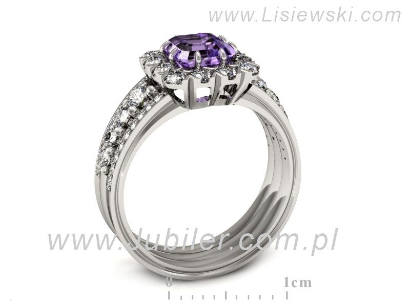 Pierścionek z tanzanitem białe złoto i brylantami - p16168bt — zdjęcie 3