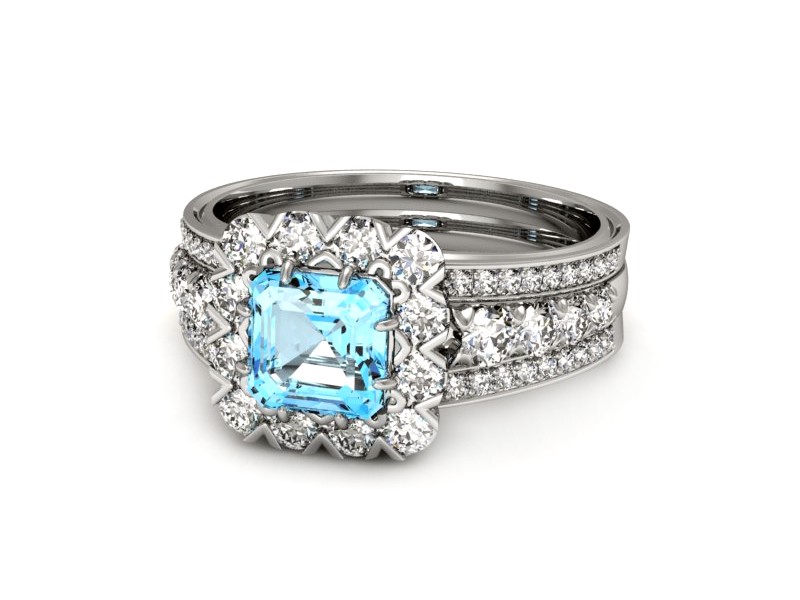 Złoty pierścionek z topazem i brylantami - p16168btp — zdjęcie 2