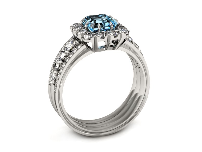 Złoty pierścionek z topazem i brylantami - p16168btp — zdjęcie 3