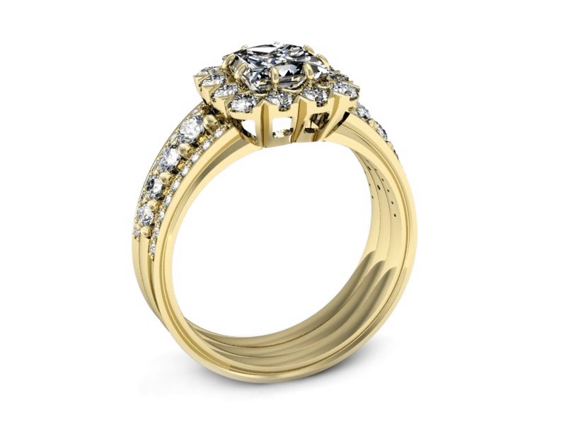 Złoty pierścionek z diamentami żółte złoto - p16168z — zdjęcie 3