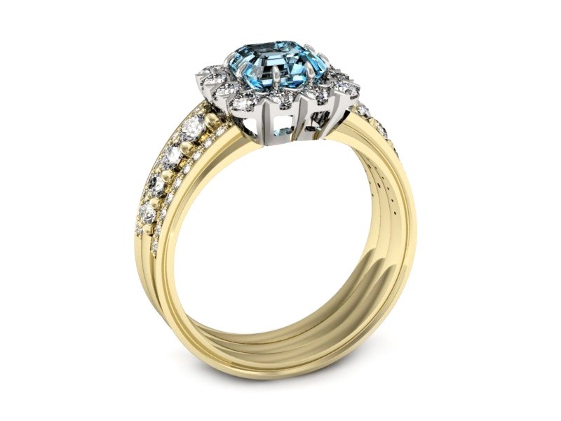 Złoty pierścionek topaz i brylanty złoto - p16168zbtp — zdjęcie 3