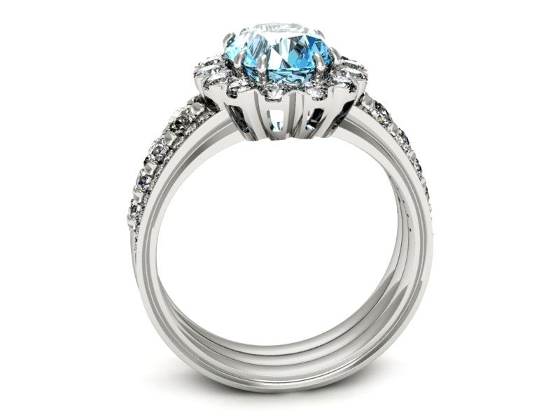 Pierścionek zaręczynowy z topazem i brylantami - p16169ba — zdjęcie 3