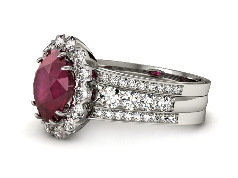 Pierścionek z rubinem i brylantami białe złoto - p16169br — zdjęcie 2