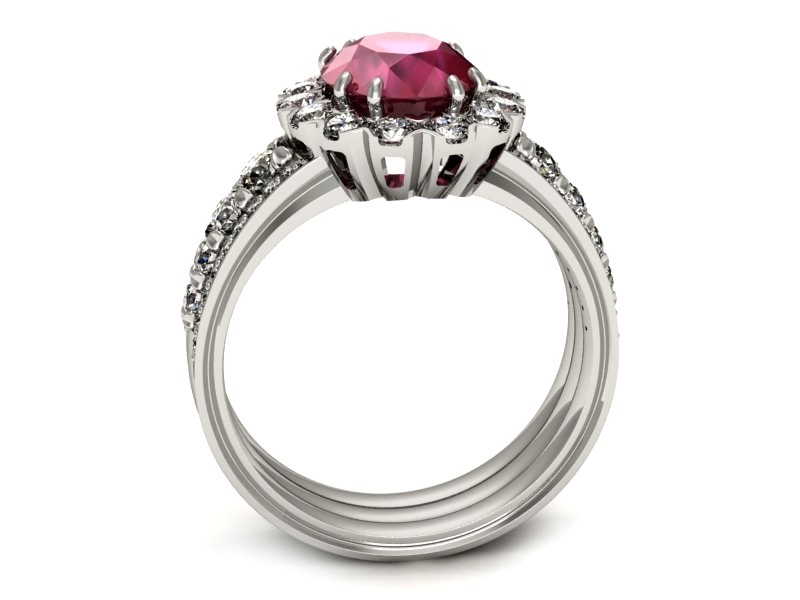 Pierścionek z rubinem i brylantami białe złoto - p16169br — zdjęcie 3