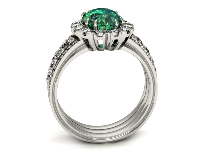 Złoty pierścionek ze szmaragdem i brylantami - p16169bsm — zdjęcie 3