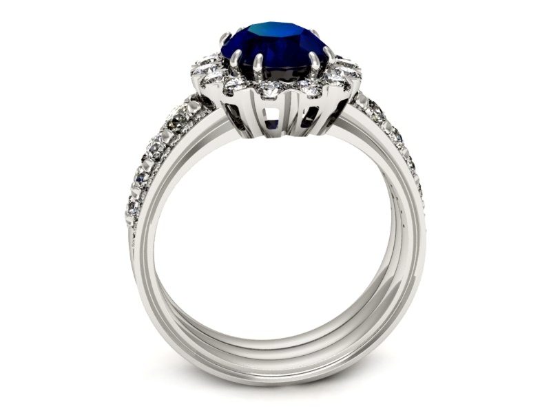 Pierścionek z szafirem i brylantami białe złoto - p16169bsz — zdjęcie 3