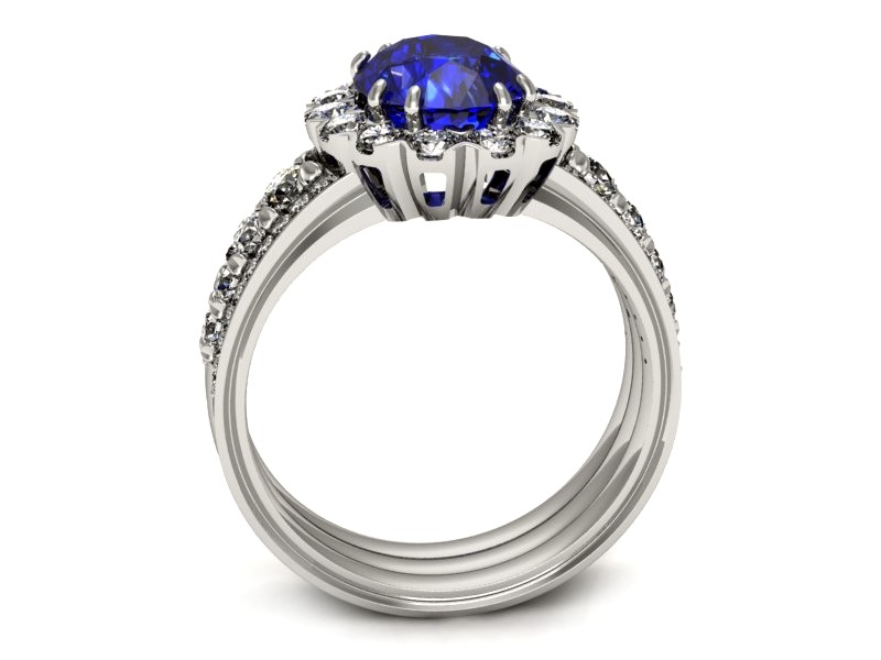 Złoty pierścionek z szafirem i brylantami - p16169bszc — zdjęcie 3