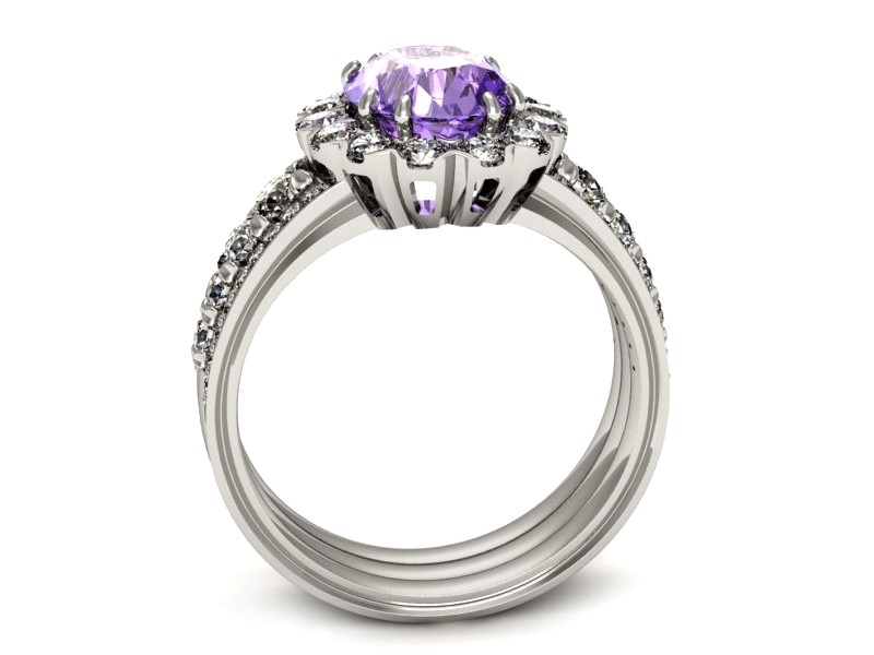 Pierścionek z tanzanitem białe złoto i brylantami - p16169bt — zdjęcie 3