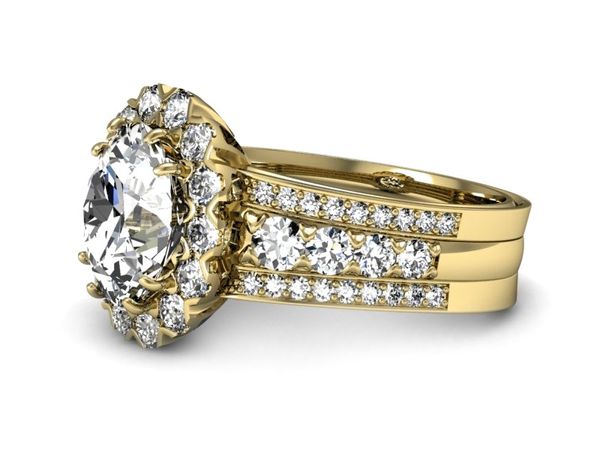 Złoty Pierścionek z diamentami żółte złoto 585 - p16169z
