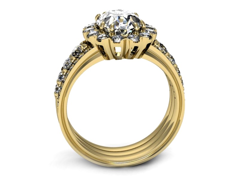 Złoty pierścionek z diamentami żółte złoto - p16169z — zdjęcie 3