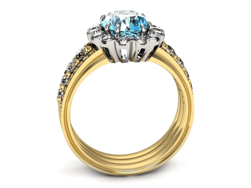 Złoty pierścionek topaz i brylanty złoto - p16169zba — zdjęcie 3