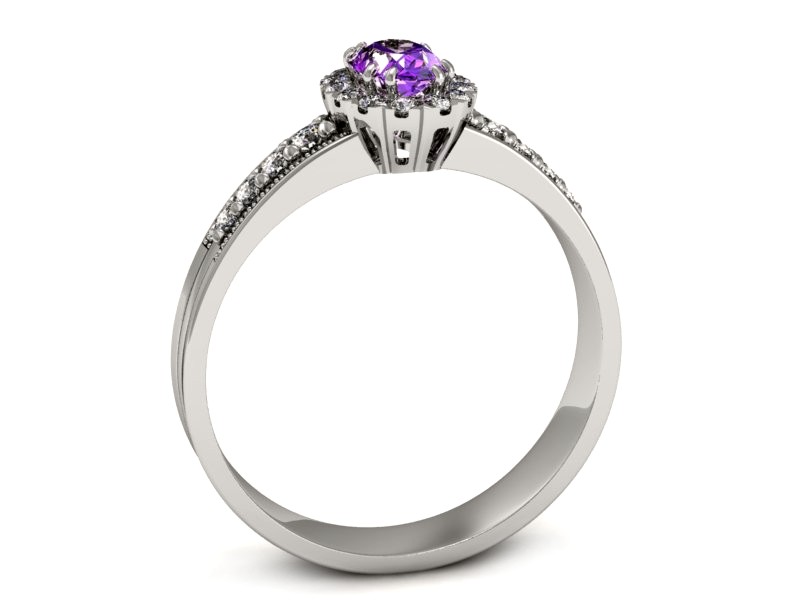 Złoty pierścionek z ametystem i brylantami - p16170bat — zdjęcie 3