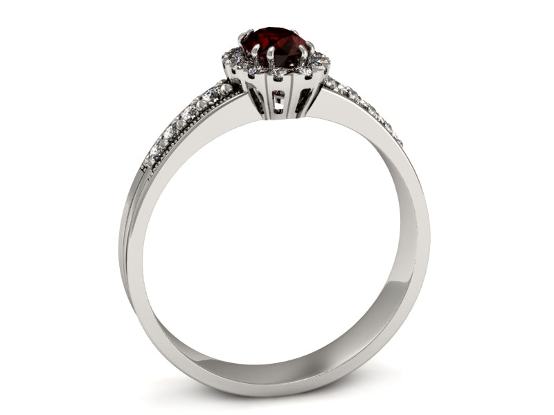 Pierścionek z granatem i brylantami białe złoto - p16170bgr — zdjęcie 3