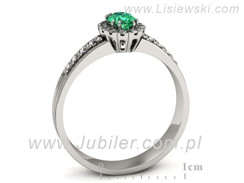Złoty pierścionek ze szmaragdem i brylantami - p16170bsm — zdjęcie 3