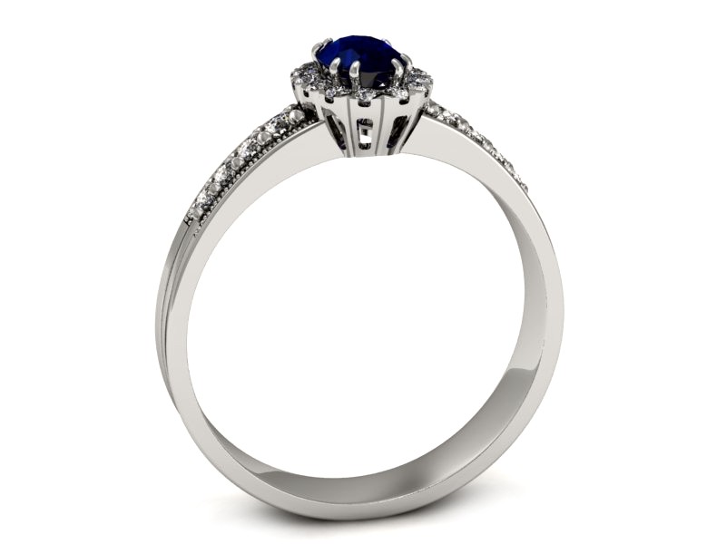 Pierścionek z szafirem i brylantami białe złoto - p16170bsz — zdjęcie 3