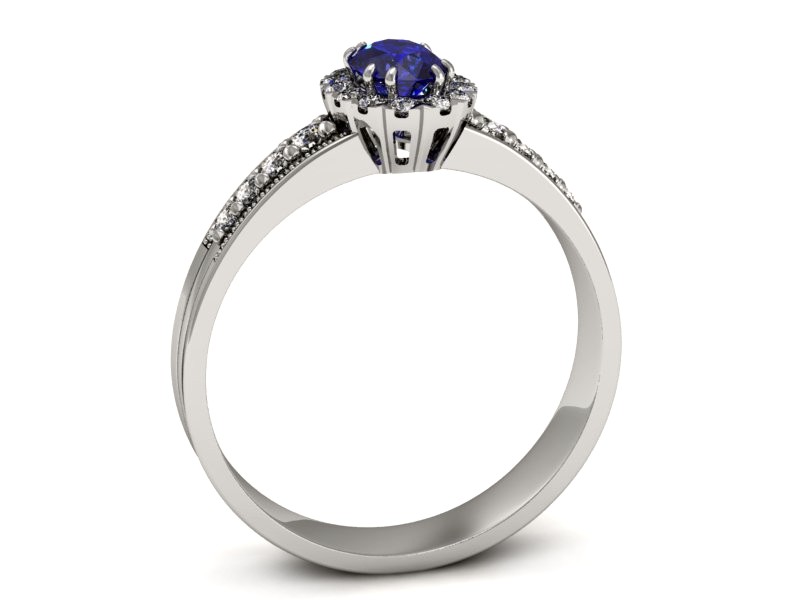 Złoty pierścionek z szafirem i brylantami - p16170bszc — zdjęcie 3