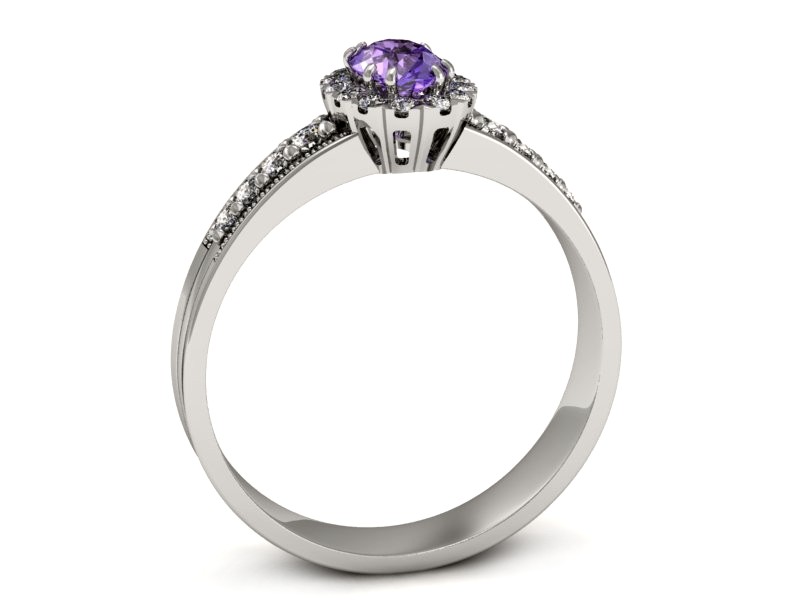 Pierścionek z tanzanitem białe złoto i brylantami - p16170bt — zdjęcie 3