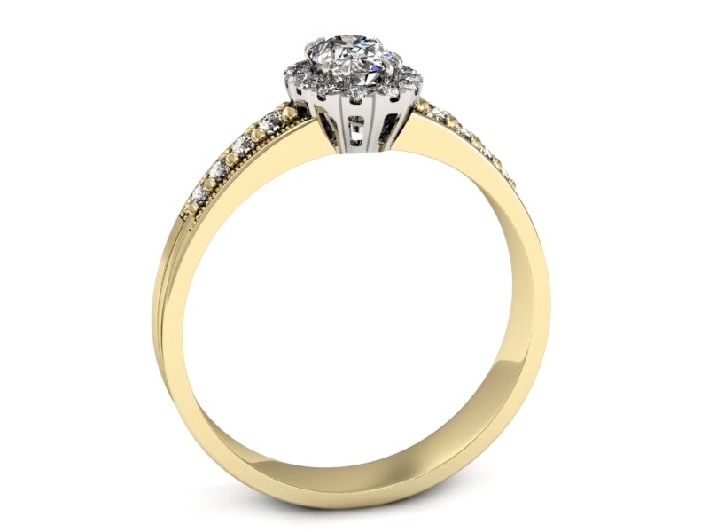 Pierścionek z diamentami białe i żółte złoto - p16170zb — zdjęcie 3