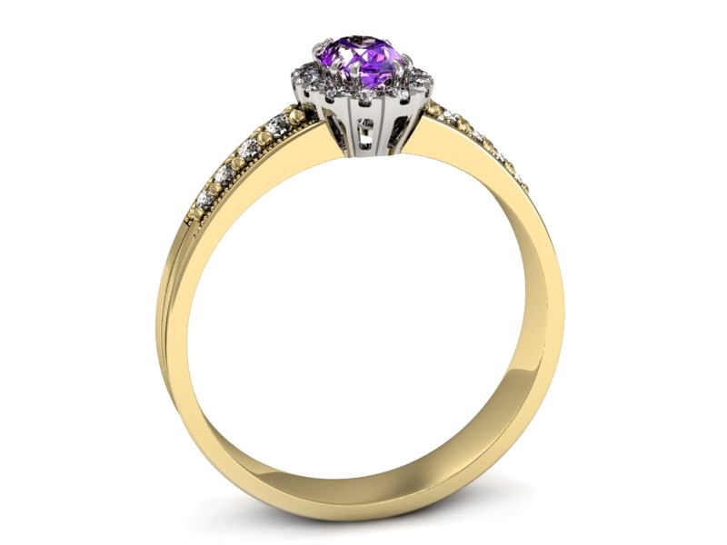 Pierścionek z ametystem i brylantami - p16170zbat — zdjęcie 3