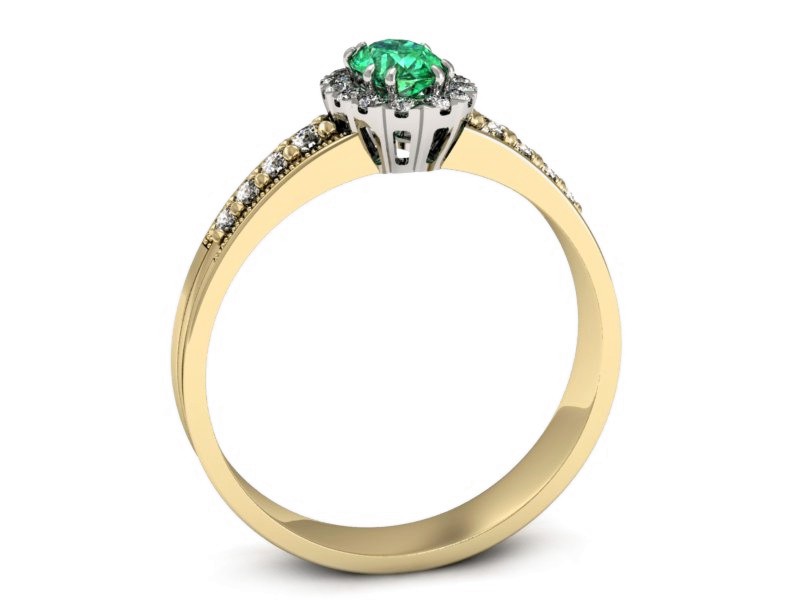 Złoty pierścionek ze szmaragdem i brylantami - p16170zbsm — zdjęcie 3