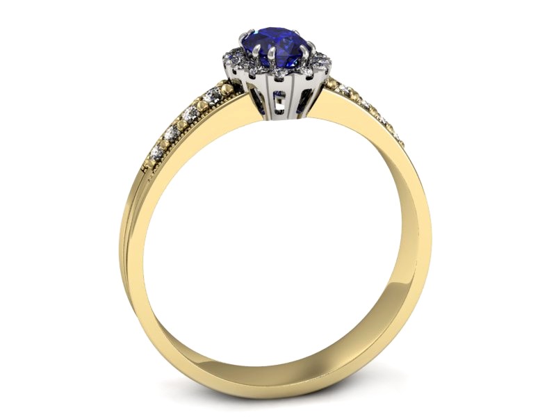 Pierścionek z szafirem i diamentami - p16170zbszc — zdjęcie 3