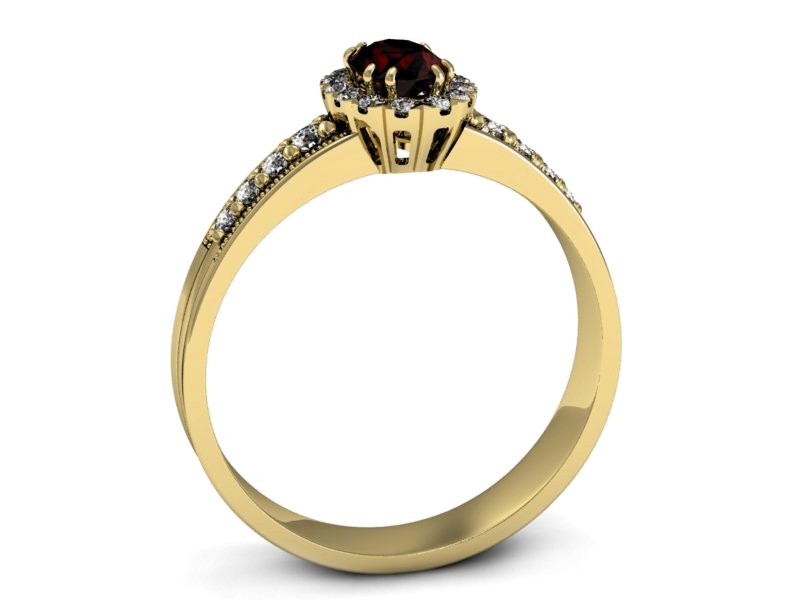 Złoty pierścionek z granatem i brylantami - p16170zgr — zdjęcie 3