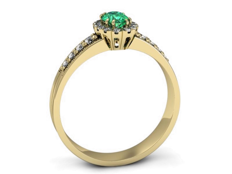 Złoty pierścionek ze szmaragdem i brylantami - p16170zsm — zdjęcie 3