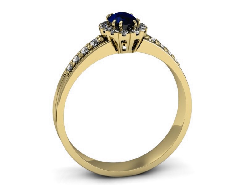 Złoty pierścionek z szafirem i brylantami - p16170zsz — zdjęcie 3