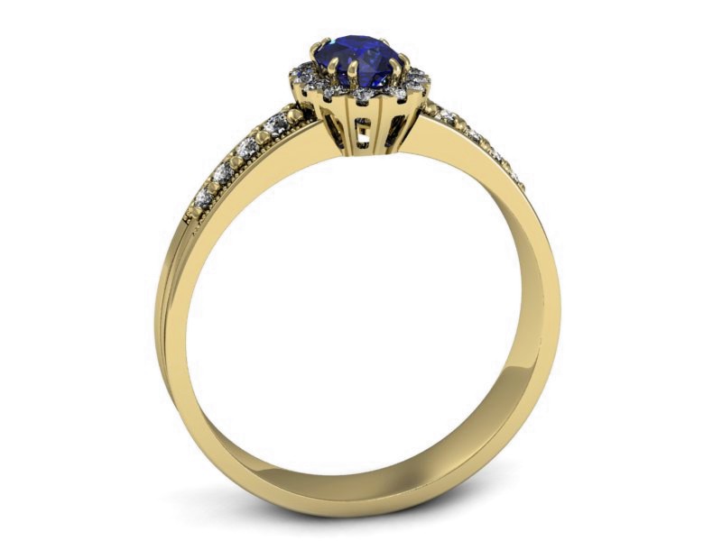 Złoty pierścionek z szafirem i brylantami - p16170zszc — zdjęcie 3