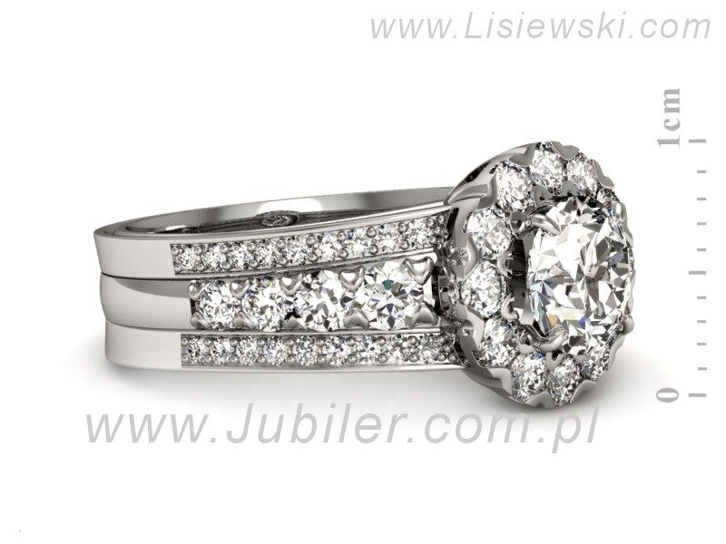 Złoty pierścionek z brylantami białe złoto - p16171b — zdjęcie 2