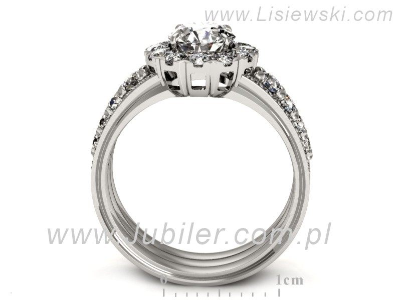 Złoty pierścionek z brylantami białe złoto - p16171b — zdjęcie 3