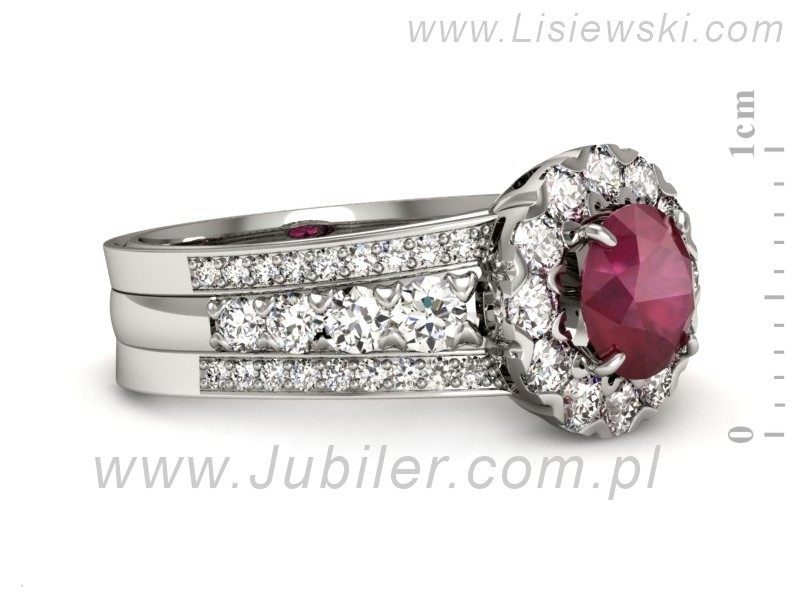 Pierścionek z rubinem i brylantami białe złoto - p16171br — zdjęcie 2