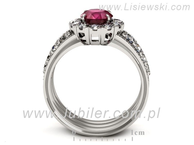 Pierścionek z rubinem i brylantami białe złoto - p16171br — zdjęcie 3