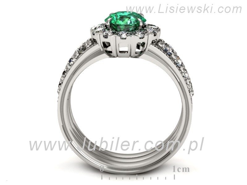 Złoty pierścionek ze szmaragdem i brylantami - p16171bsm — zdjęcie 3