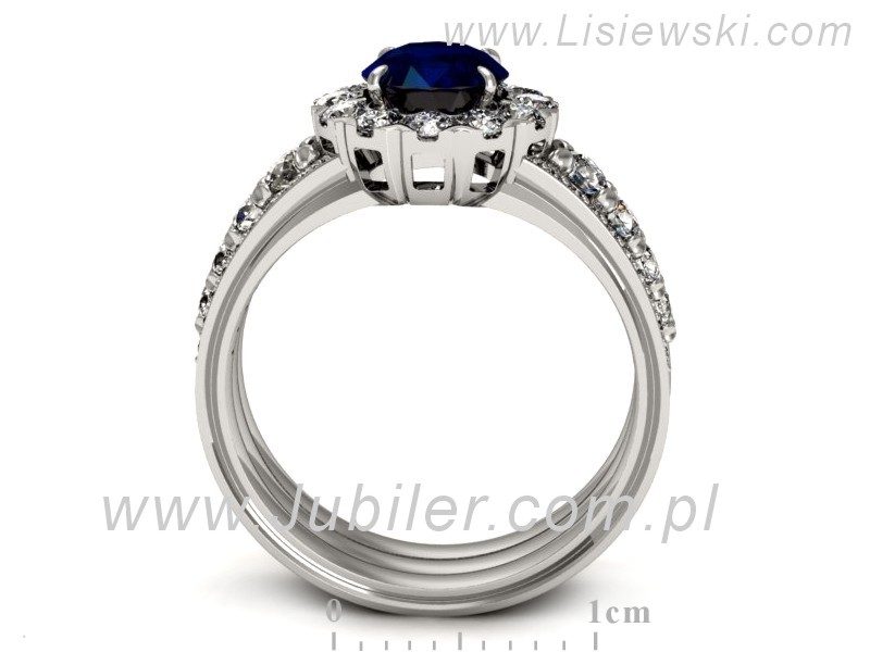 Pierścionek z szafirem i brylantami białe złoto - p16171bsz — zdjęcie 3