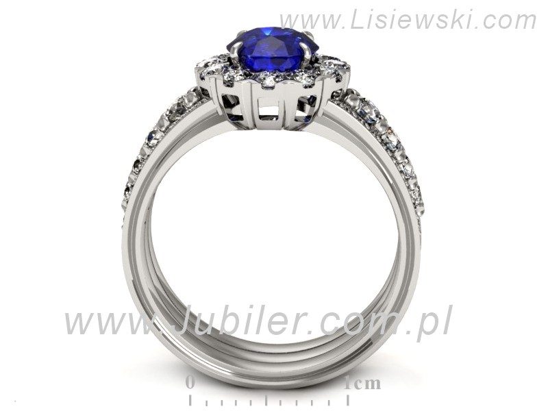 Pierścionek z szafirem i brylantami białe złoto - p16171bszc — zdjęcie 3