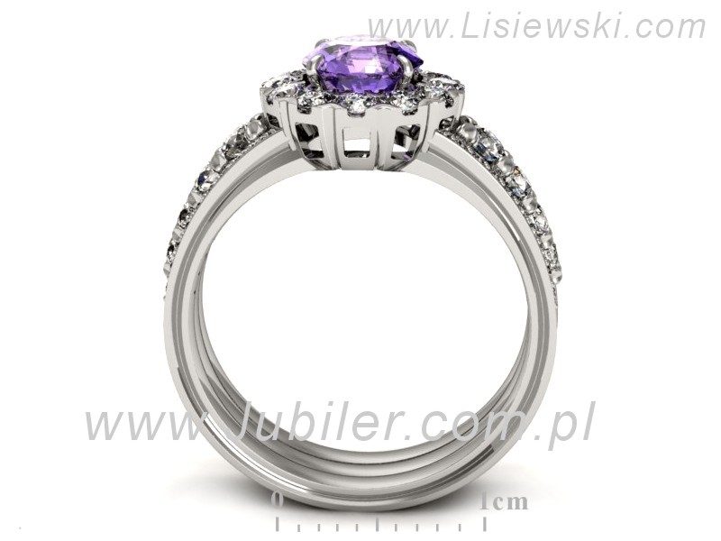 Pierścionek z tanzanitem białe złoto i brylantami - p16171bt — zdjęcie 3