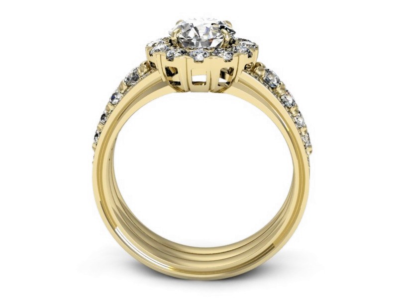 Złoty pierścionek z brylantami żółte złoto - p16171z — zdjęcie 3