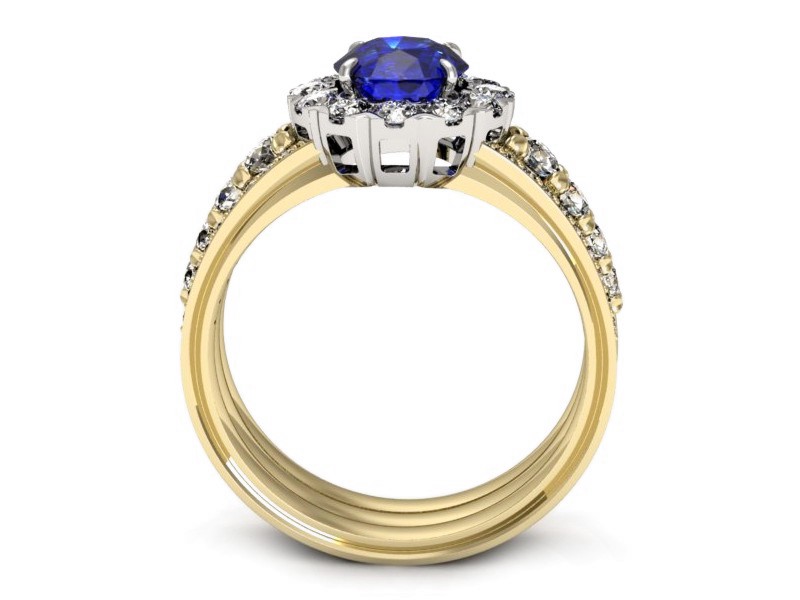 Pierścionek z szafirem i diamentami - p16171zbszc — zdjęcie 3