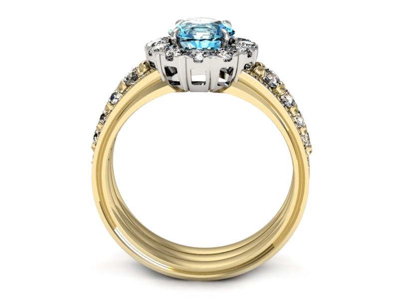 Złoty pierścionek z topazem i brylantami - p16171zbtp — zdjęcie 3