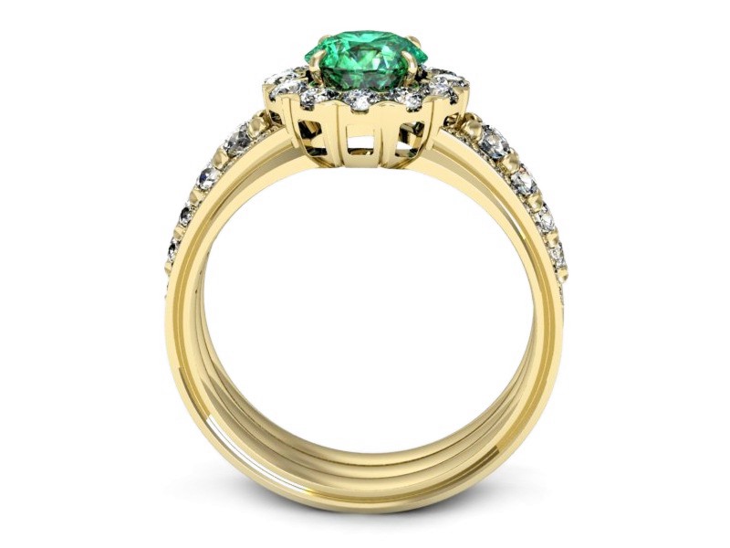Złoty pierścionek ze szmaragdem i brylantami - p16171zsm — zdjęcie 3