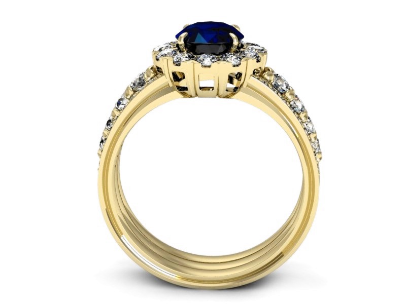 Pierścionek z szafirem i brylantami - p16171zsz — zdjęcie 3