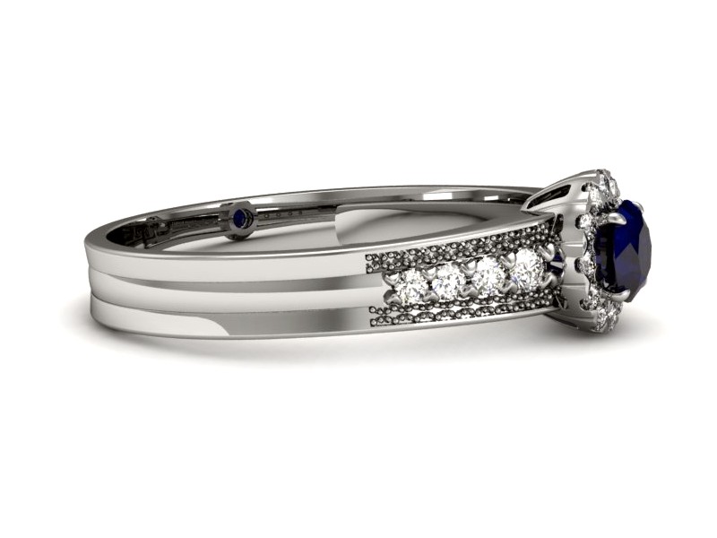 Pierścionek z szafirem i brylantami białe złoto - p16172bsz — zdjęcie 2